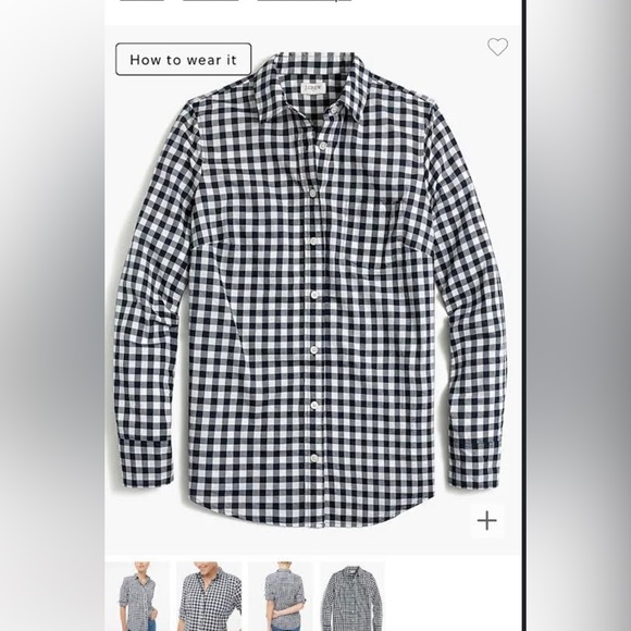 NWT JCrew Factory Gingham Poplin Cotton Shirt in Signature Fit - Picture 1 of 4